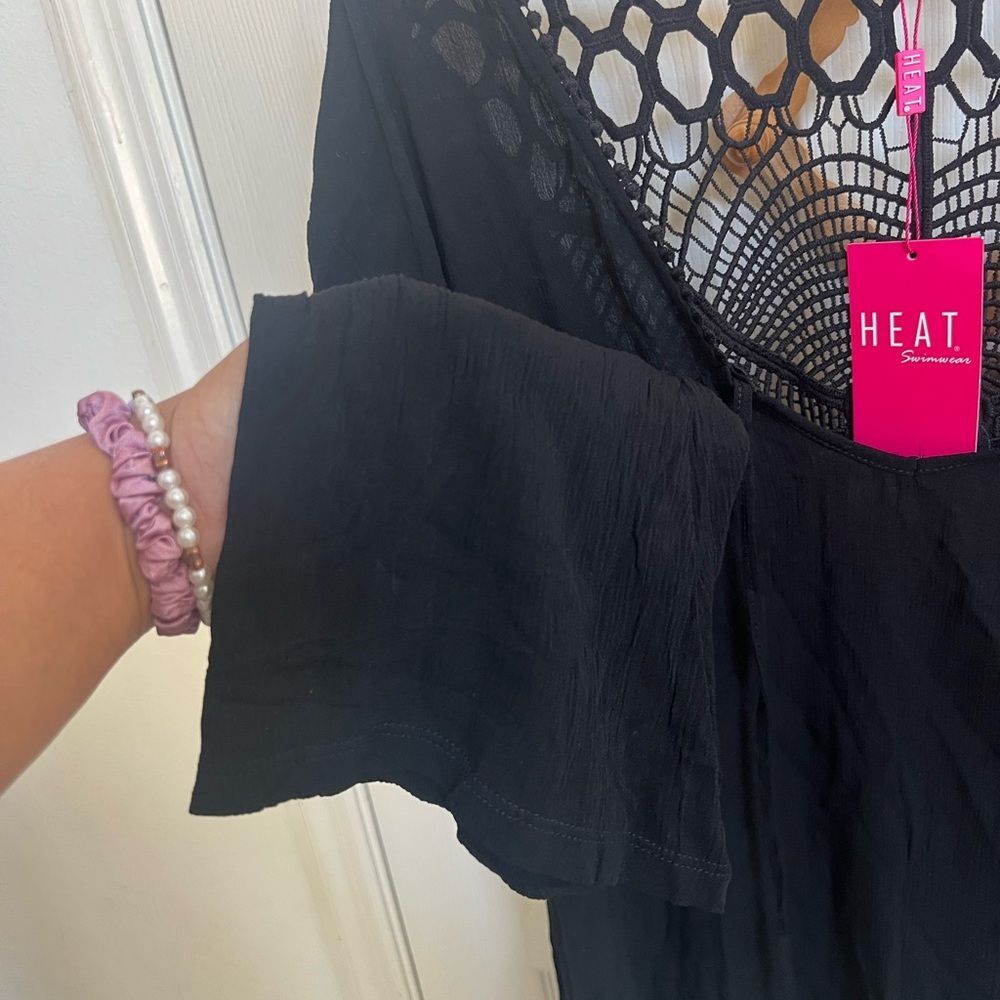 Heat Swimwear Black Crochet Back Tie Cover up XL new with tags, Resortwear, Pool - Picture 3 of 6